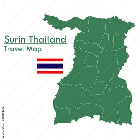 Green Map Surin Province is one of the provinces of Thailand Stock Vector | Adobe Stock