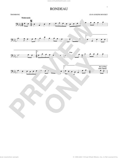 Mouret - Fanfare Rondeau sheet music for trombone solo [PDF]