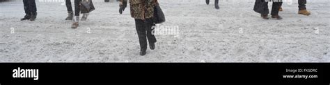 Russia. Saint Petersburg. People walking down Nevsky Prospekt street. Winter Stock Photo - Alamy