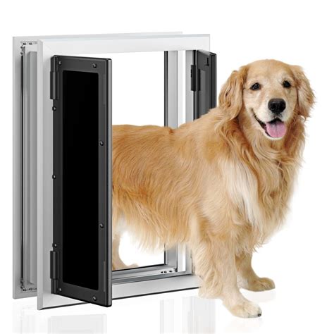 Premium Large Dog Door, PETOUCH Aluminum Pet Door with Double Panels ...