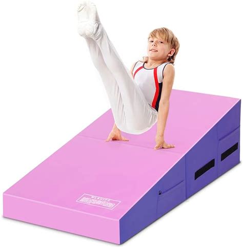 GYMAX. Multicolored Foldable Kids Gymnastics Mat, Incline Cheese Wedge Skill Shape Tumbling Mats ...