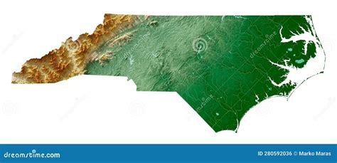 US State of North Carolina Relief Map Stock Illustration - Illustration of carolina, terrain ...