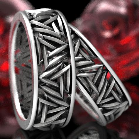 Valknut Knot Viking Silver Ring Set, Viking Wedding Ring Set, Sterling ...