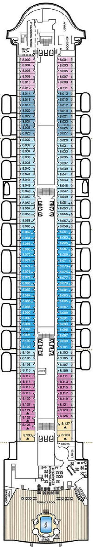 Cunard Queen Mary 2 Deck Plan Deck 8 balconies