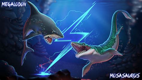 ArtStation - Mosasaurus vs Megalodon