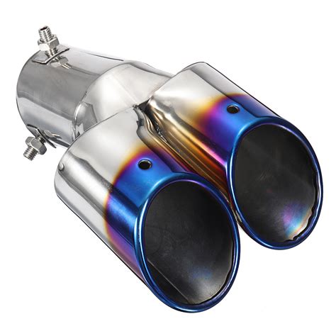 2.5 Inch Blue Car Burnt Dual Exhaust Pipes Polished Stainless Steel | Alexnld.com