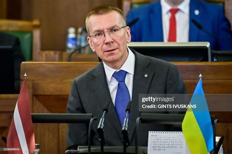 New elected President of Latvia Edgars Rinkevics speaks at the... News Photo - Getty Images