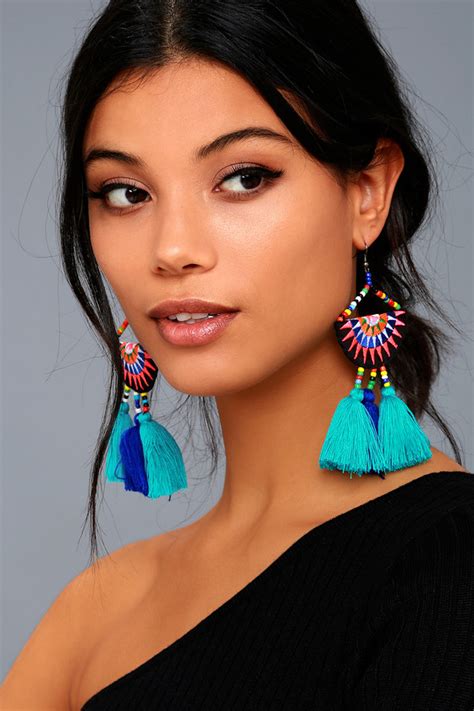 Boho Turquoise Earrings - Tassel Earrings - Beaded Earrings - Lulus