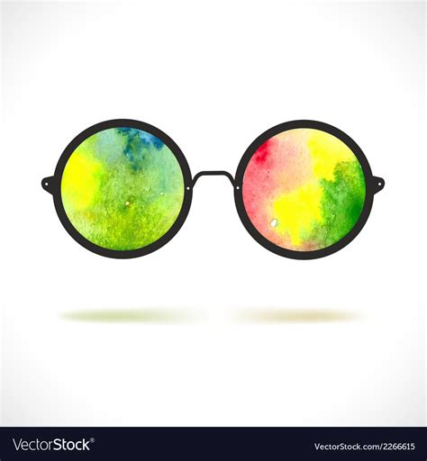 Sun glasses with reflection of colorful watercolor