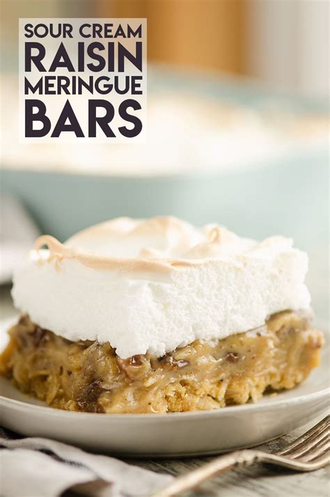 Sour Cream Raisin Meringue Bars | Recipe | Sour cream raisin pie ...