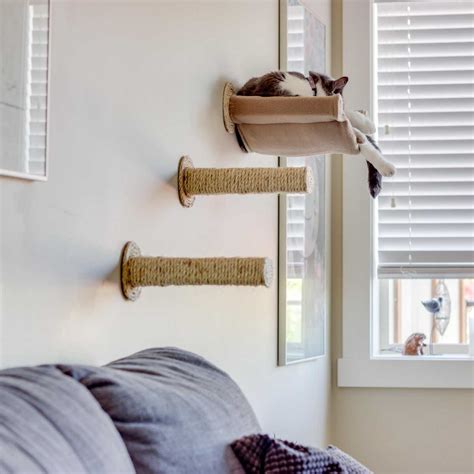 Cat Hammock - Wall Mounted Cat Bed - with 2 Sisal Steps