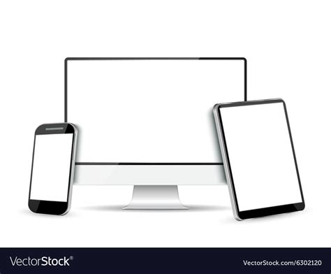 Computer screen tablet pc and mobile phone Vector Image