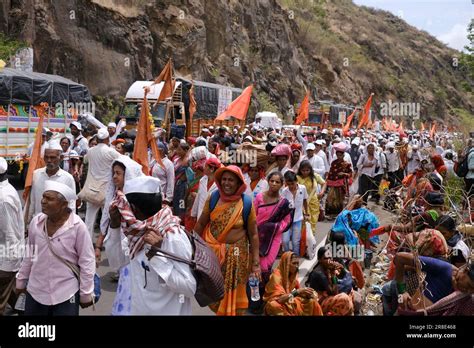 Pune, India 14 July 2023, cheerful Pilgrims at Palkhi, During ...