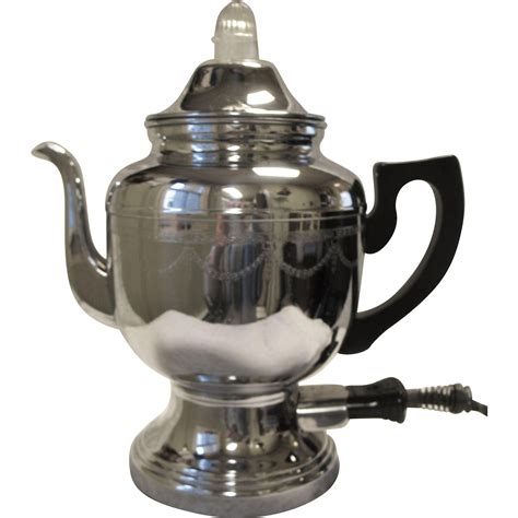 Vintage Farberware Electric Coffee Percolator Pot Art Deco Chrome from mightyfinefinds on Ruby Lane