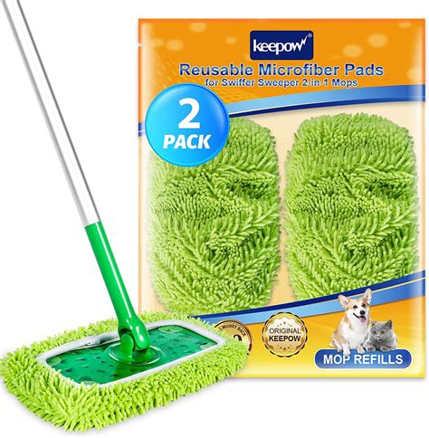 KEEPOW Reusable Wet Pads Refills Compatible with Swiffer Sweeper, Dry ...