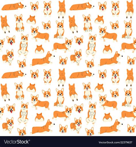 Corgi in action seamless pattern Royalty Free Vector Image