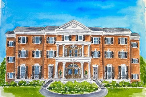 Alpha Gamma Delta Sorority House, University of Alabama Watercolor Print - Etsy