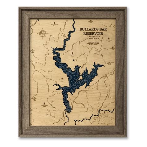 Bullards Bar Reservoir Custom Wood Map Lake Map 3D Wall - Etsy