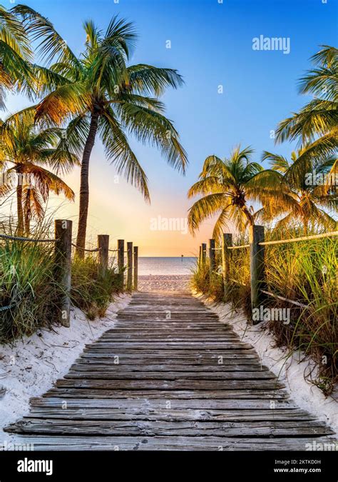 Smathers Beach sunrise,Foot Path, Key West , Florida USA Stock Photo ...