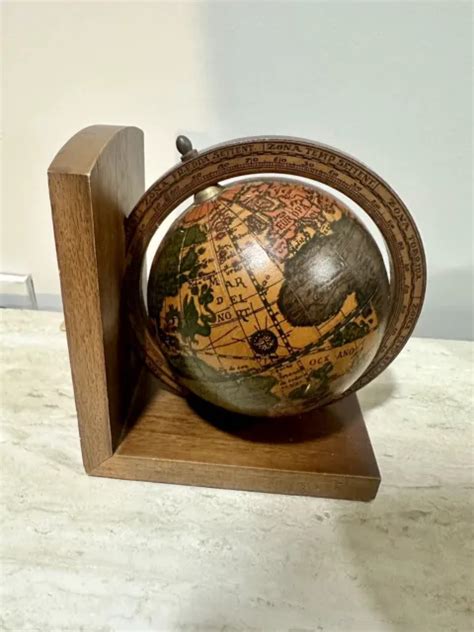 VINTAGE OLD WORLD Globe Wooden Rotating Globe Bookend Made in Italy (Single) $45.00 - PicClick