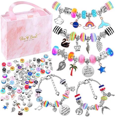 Bracelet Making Kit for Girls 85PCs Charm Bracelets Kit with Beads Jewelry Charms Bracelets for ...