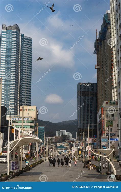 Haeundae Plaza and Square Near Haeundae Beach in Busan during Winter Morning at Haeundae-gu ...