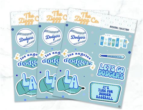 Dodger Stickers, Los Angeles Dodgers, Dodger Fan, Baseball Stickers, Sticker Sheet, Dodger Fan ...