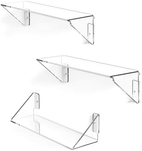 Buy MaxGear Floating Shelves Wall ed Set of 3, Clear Acrylic Display ...