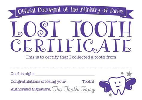 Tooth Fairy Printable Certificate