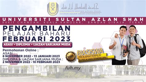 Permohonan USAS Online 2023 Universiti Sultan Azlan Shah - FUH.MY