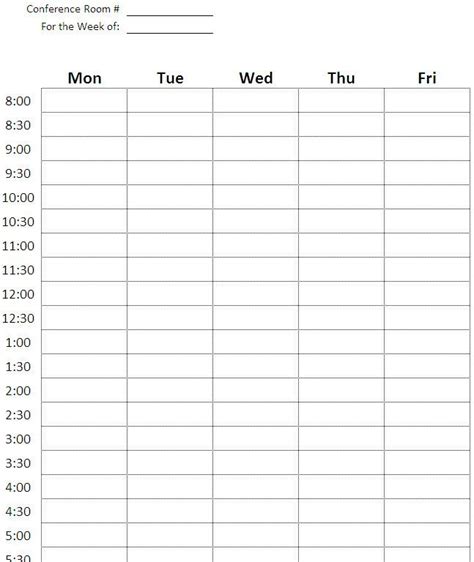 Conference Room Scheduling Template | Conference Room Schedule ...