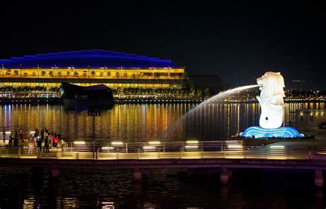 night view of Merlion Park in Singapore | 世界, 島, 職場