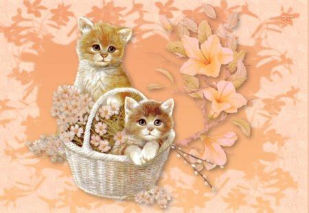 Kittens in basket - Cats & Animals Background Wallpapers on Desktop Nexus (Image 111381)