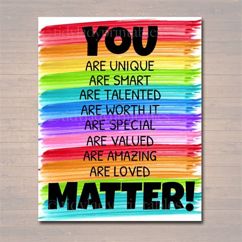 YOU MATTER Classroom Printable, Counseling Office Poster, Counselor Office Decor Therapist ...