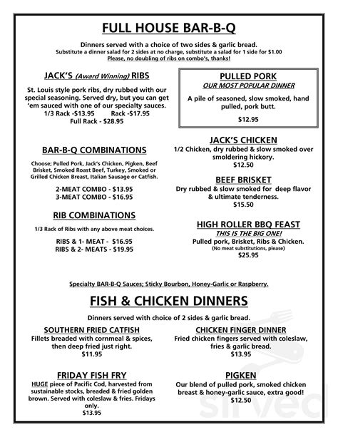 One-Eyed Jacks menu in Lockport, New York, USA