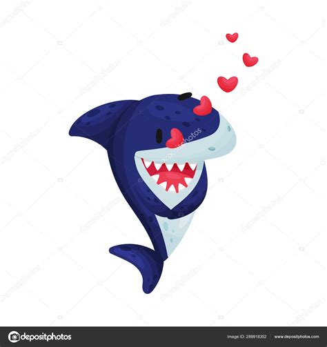 Cartoon shark in love. Vector illustration on white background. Stock Vector Image by ...