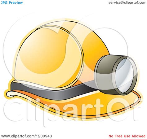 Clipart of a Yellow Mining Helmet and Lamp - Royalty Free Vector Illustration by Lal Perera #1200943