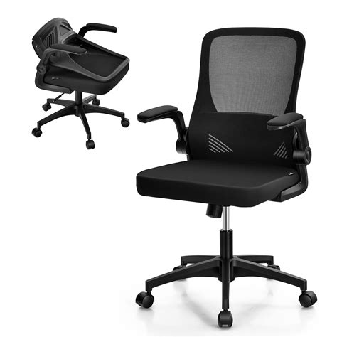 Buy COSTWAY Ergonomic Office Chair with Foldable Backrest, Mid Back ...