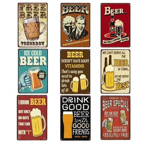 buy Poster Beer Signs Vintage Plaque Bar Decoration Metal Plates For ...