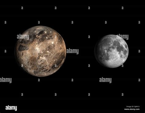 A rendered size comparison of the Jupiter Moon Ganymede and the Earth ...