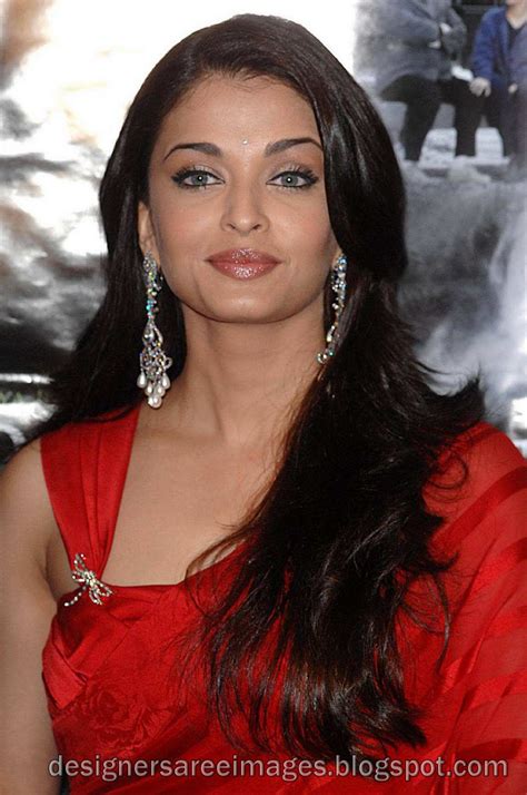 Designer Saree | Bollywood Saree | Bridal Saree: Aishwarya Rai in Red Designer Saree with ...