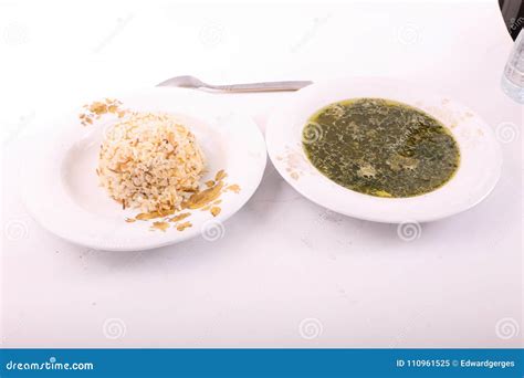 Molokhia with Rice Egyptian Recipe Stock Image - Image of mulukhiyah ...