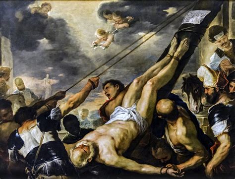 Accademia - Crucifixion of St. Peter by Luca Giordano - Free Stock Illustrations | Creazilla