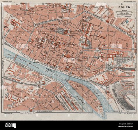 ROUEN. Vintage town city map plan. Seine-Maritime, 1926 Stock Photo - Alamy