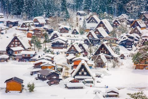 Premium Photo | Shirakawago japan winter village