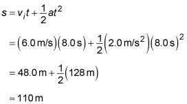 Finding Distance Using Initial Velocity, Time, and Acceleration - dummies