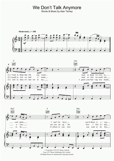 We Don't Talk Anymore Piano Sheet Music | OnlinePianist