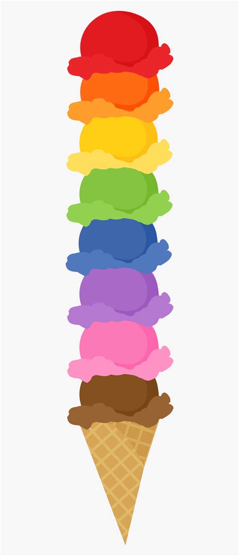 Cone Clipart Tall - Rainbow Ice Cream Clip Art , Free Transparent ...