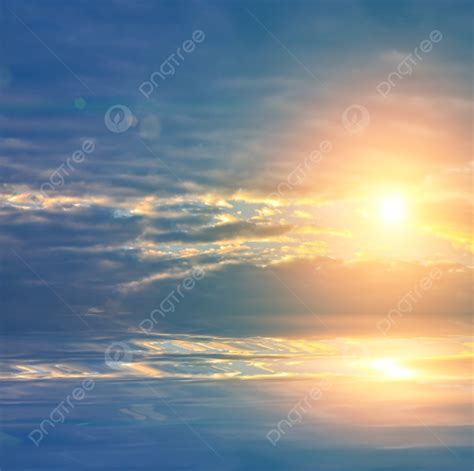 Beautiful Sun Rise In Blue Sky At Sea Photo Background And Picture For ...