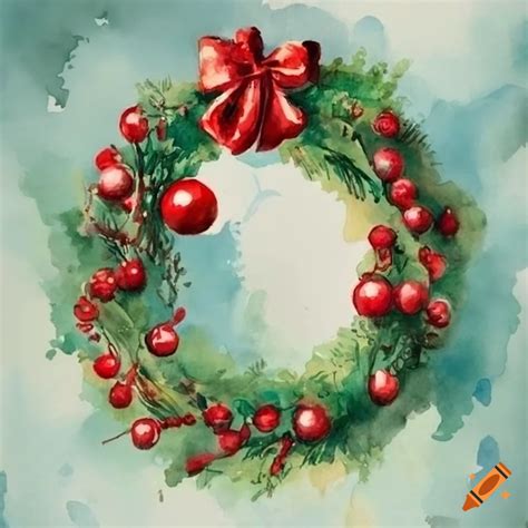 Watercolor christmas wreath